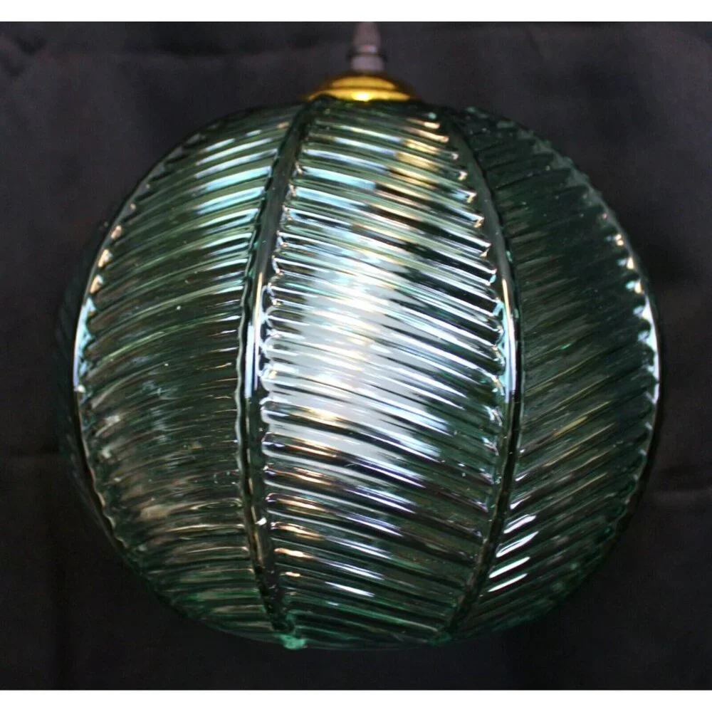 Hanging Glass Pendant Ceiling Light Small Ribbed Leaf Ball Modern Summer Beach